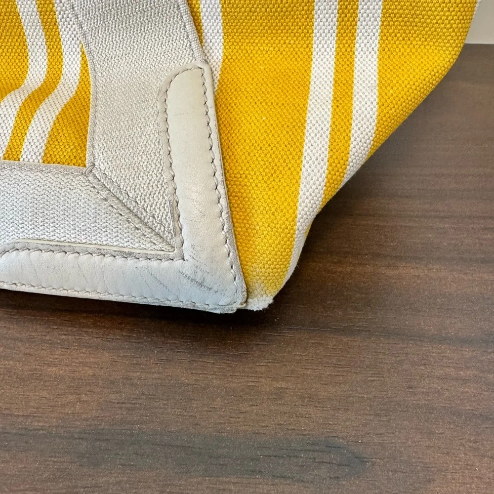 ✨ Balenciaga Paris Yellow Striped Canvas Tote w/ Pouch ✨ - Picture 15 of 16